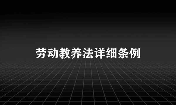 劳动教养法详细条例