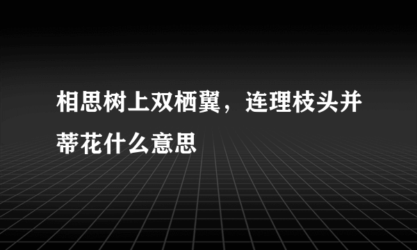 相思树上双栖翼，连理枝头并蒂花什么意思