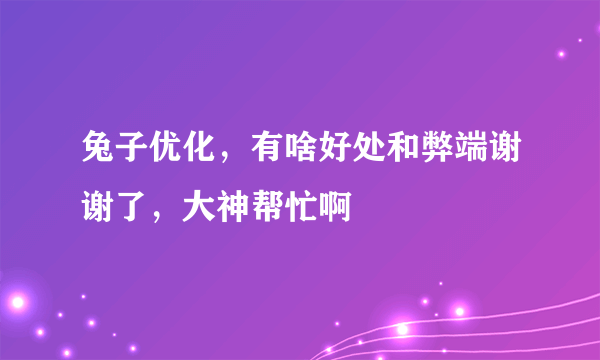 兔子优化，有啥好处和弊端谢谢了，大神帮忙啊