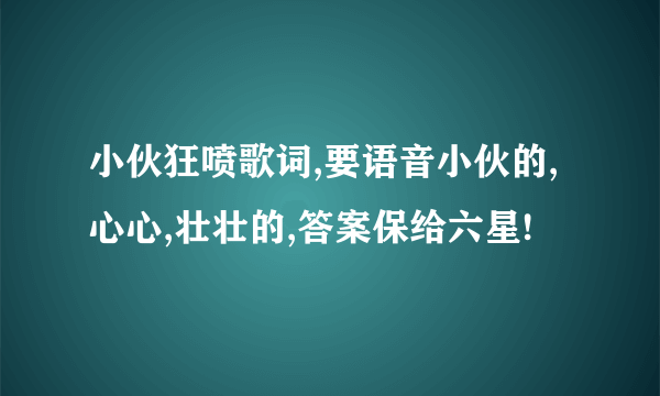 小伙狂喷歌词,要语音小伙的,心心,壮壮的,答案保给六星!