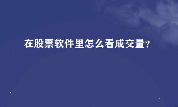 在股票软件里怎么看成交量？