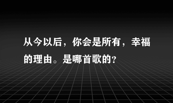 从今以后，你会是所有，幸福的理由。是哪首歌的？