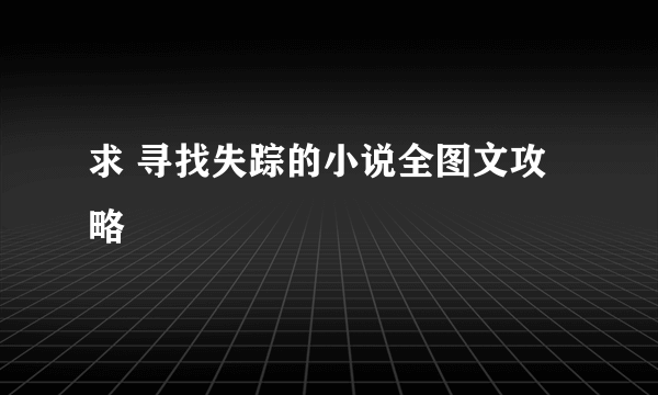 求 寻找失踪的小说全图文攻略