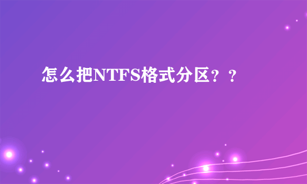 怎么把NTFS格式分区？？