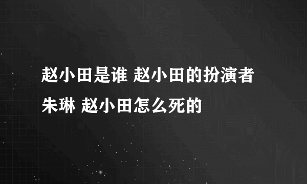 赵小田是谁 赵小田的扮演者朱琳 赵小田怎么死的