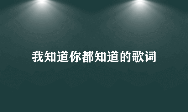 我知道你都知道的歌词