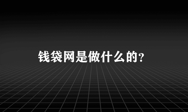 钱袋网是做什么的？