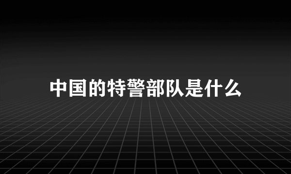 中国的特警部队是什么