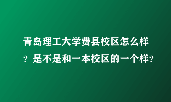 青岛理工大学费县校区怎么样？是不是和一本校区的一个样？