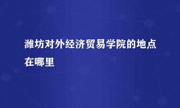 潍坊对外经济贸易学院的地点在哪里