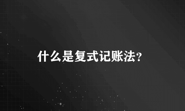 什么是复式记账法？