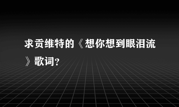 求贡维特的《想你想到眼泪流》歌词？