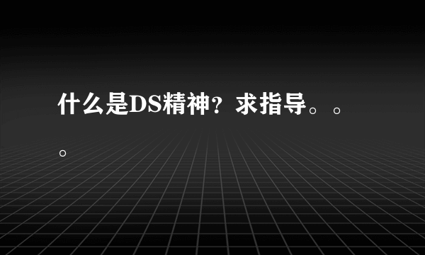 什么是DS精神？求指导。。。