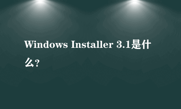 Windows Installer 3.1是什么？