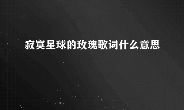 寂寞星球的玫瑰歌词什么意思