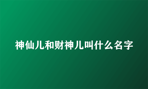 神仙儿和财神儿叫什么名字