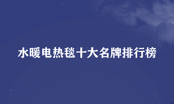 水暖电热毯十大名牌排行榜