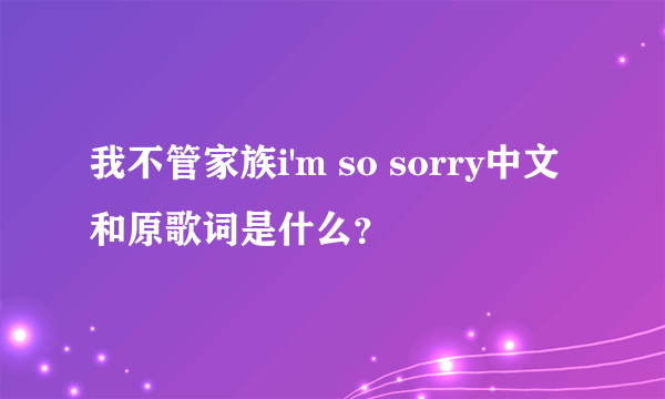 我不管家族i'm so sorry中文和原歌词是什么？