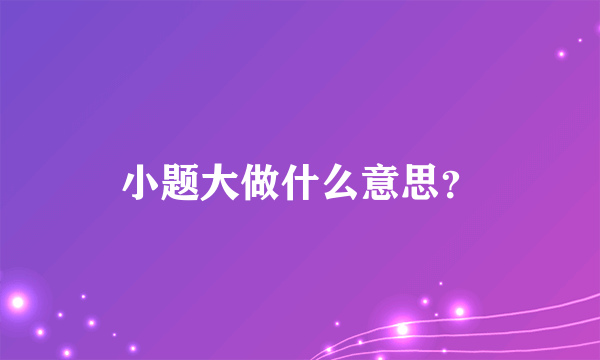 小题大做什么意思？