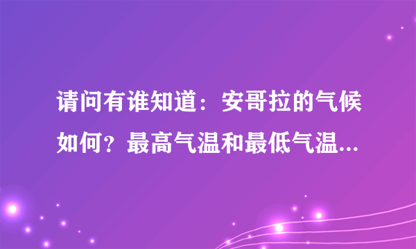 请问有谁知道：安哥拉的气候如何？最高气温和最低气温分别是多少？