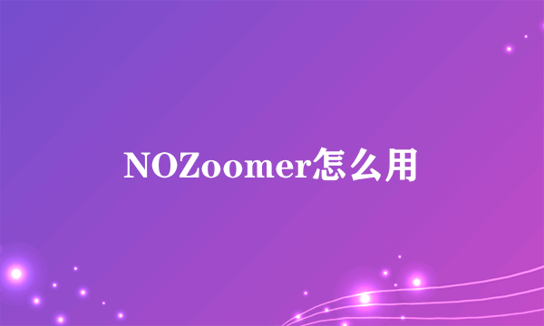 NOZoomer怎么用