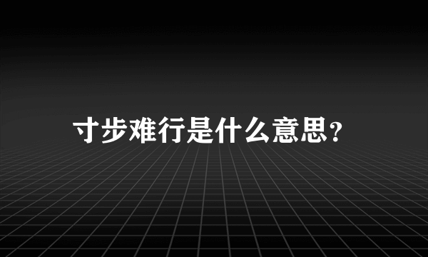 寸步难行是什么意思？