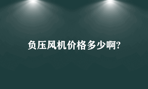 负压风机价格多少啊?