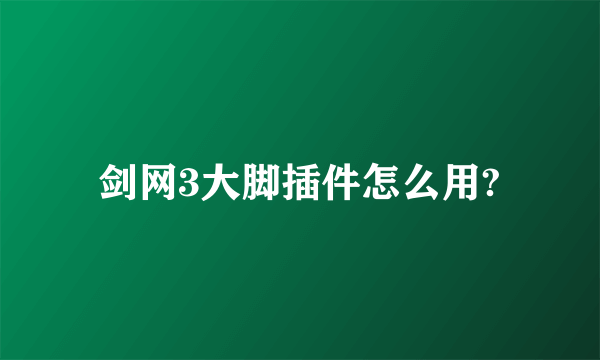 剑网3大脚插件怎么用?