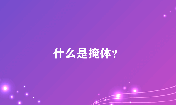 什么是掩体？