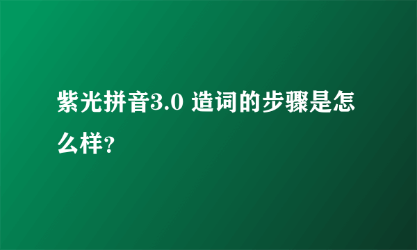 紫光拼音3.0 造词的步骤是怎么样？