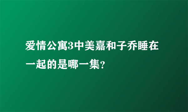 爱情公寓3中美嘉和子乔睡在一起的是哪一集？