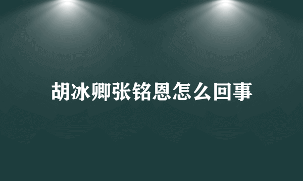 胡冰卿张铭恩怎么回事