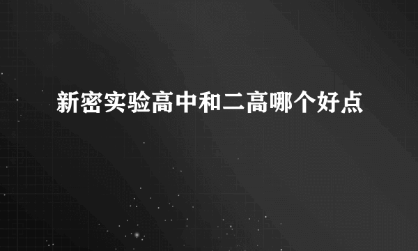 新密实验高中和二高哪个好点