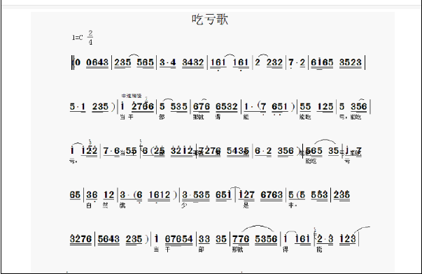 求助：豫剧《村官李天成》选段《吃亏歌》的曲谱