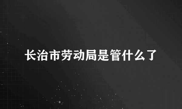 长治市劳动局是管什么了