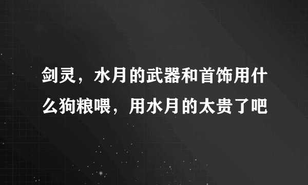 剑灵，水月的武器和首饰用什么狗粮喂，用水月的太贵了吧