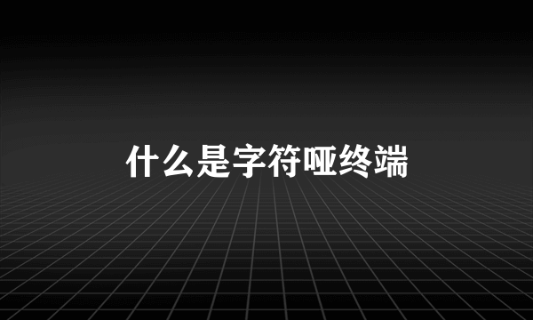 什么是字符哑终端