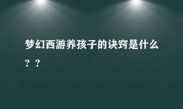 梦幻西游养孩子的诀窍是什么？？