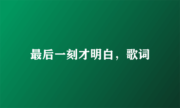 最后一刻才明白，歌词