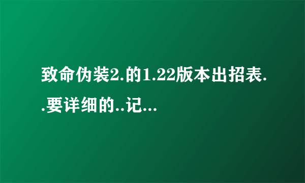 致命伪装2.的1.22版本出招表..要详细的..记住是伪装2不是2.0..