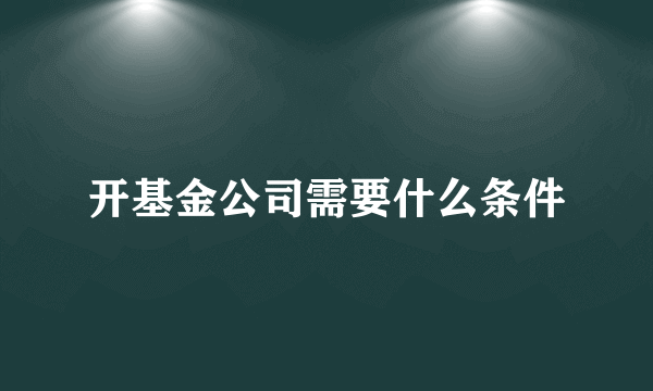 开基金公司需要什么条件