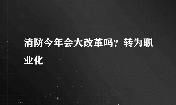 消防今年会大改革吗？转为职业化