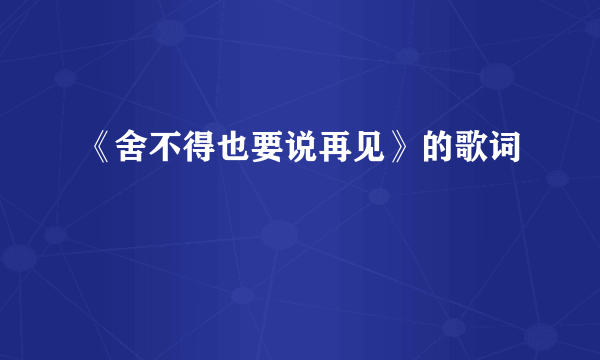 《舍不得也要说再见》的歌词