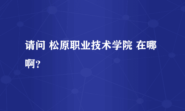 请问 松原职业技术学院 在哪啊？