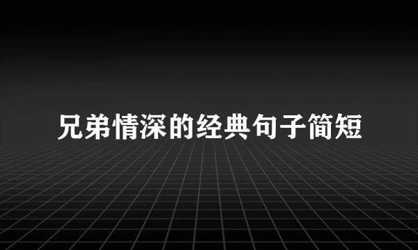 兄弟情深的经典句子简短