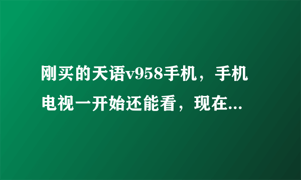 刚买的天语v958手机，手机电视一开始还能看，现在它一开电视就黑屏了，但是有声音，高手帮忙解决一下