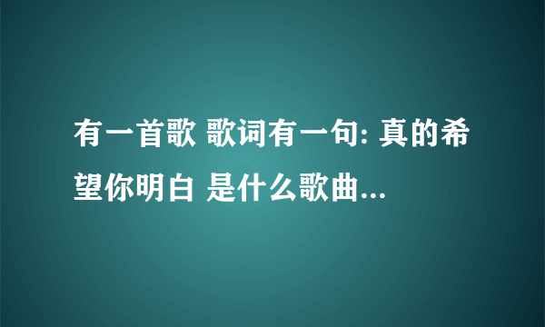 有一首歌 歌词有一句: 真的希望你明白 是什么歌曲 男的唱的