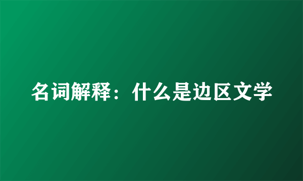 名词解释：什么是边区文学