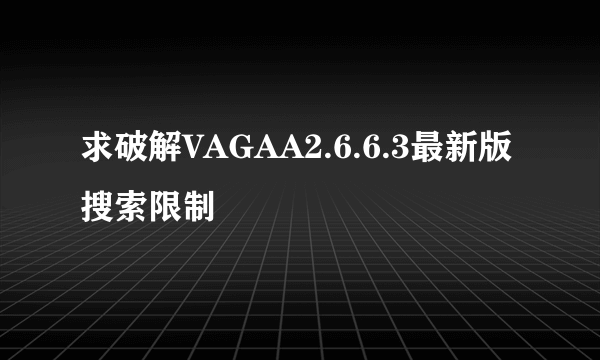 求破解VAGAA2.6.6.3最新版搜索限制