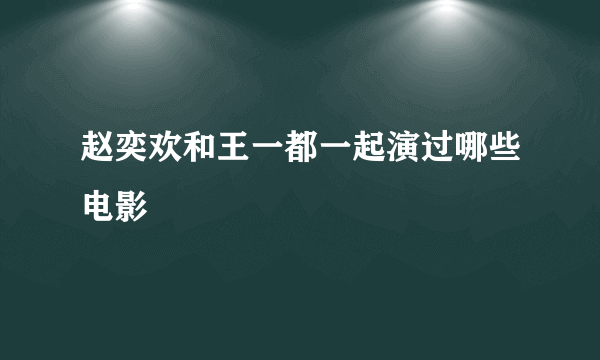 赵奕欢和王一都一起演过哪些电影